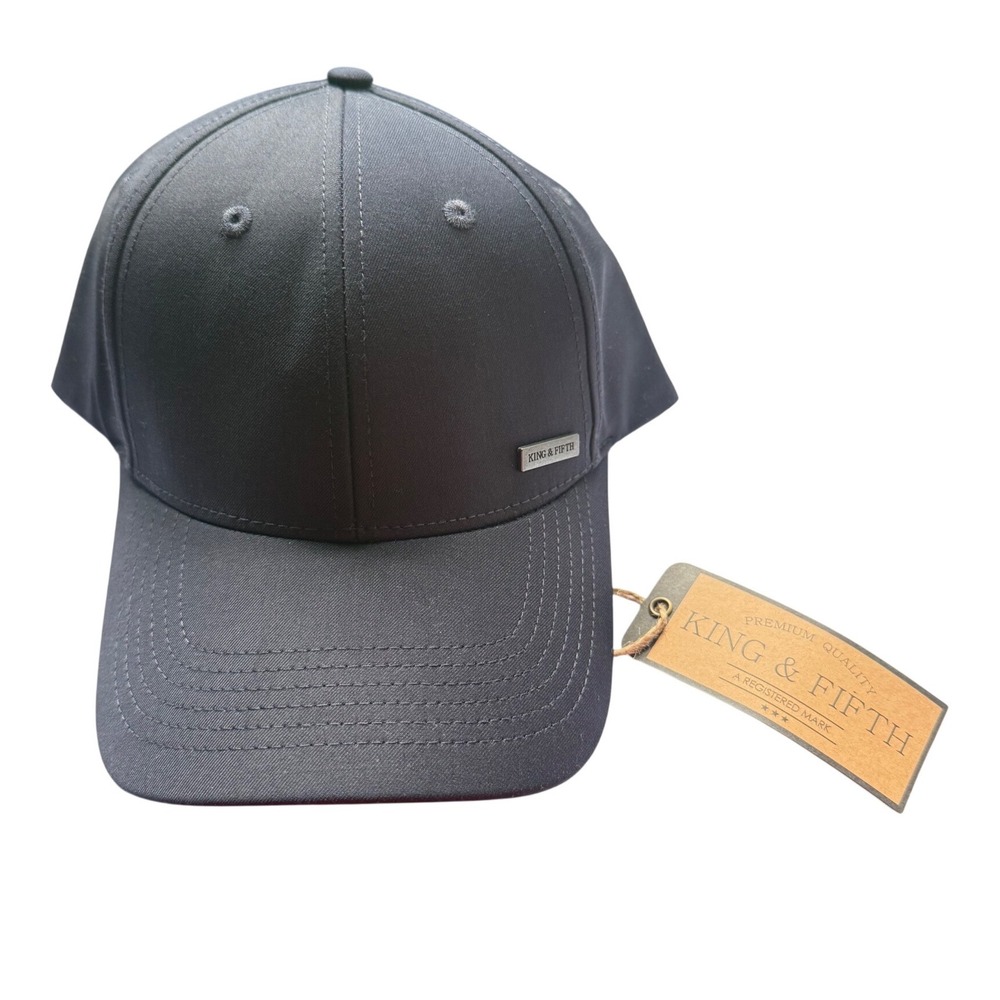 King & Fifth Co Black Premium Baseball Cap Adjustable Strapback Hat L/XL NWT